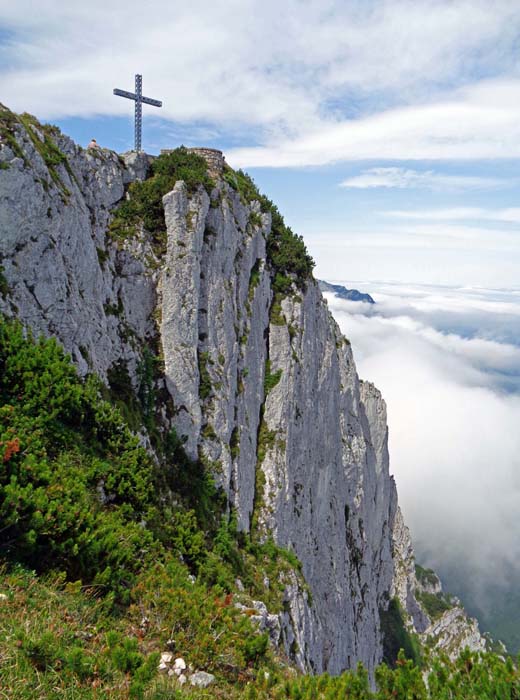 kurz vor dem Gipfel Blick in die Nordwand