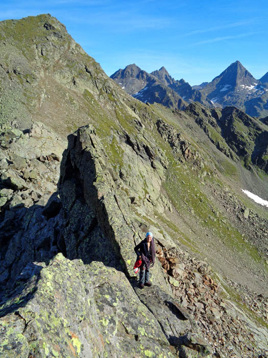 ... wildere Türme kann man fast immer umgehen; rechts hinten der Glödis, das Matterhorn der Schobergruppe