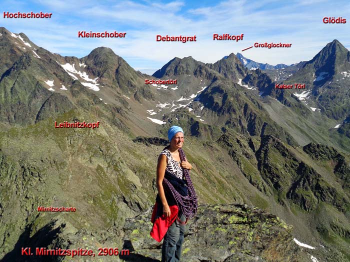 Kl. Mirnitzspitze gegen Norden; das Seil haben wir am gesamten Gratzug nicht gebraucht