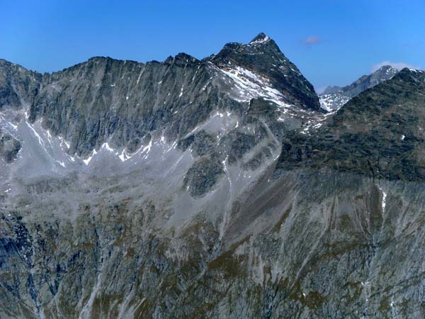 Gipfelpanorama im Uhrzeigersinn, beginnend im NW mit Rosshornscharte und Lenkstein