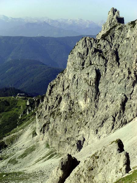 Rückblick vom Steiglweg auf Hofpürglhütte und Mosermandl