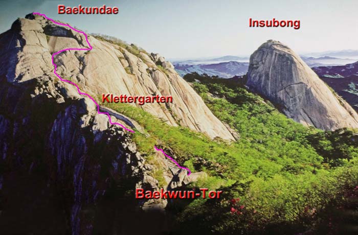 unser Gipfelaufstieg im Zentralmassiv des Bukhansan Nationalparks; der benachbarte Insubong hält laut Lonely Planet für Kletterer einige der besten Mehrseillängenrouten Asiens bereit