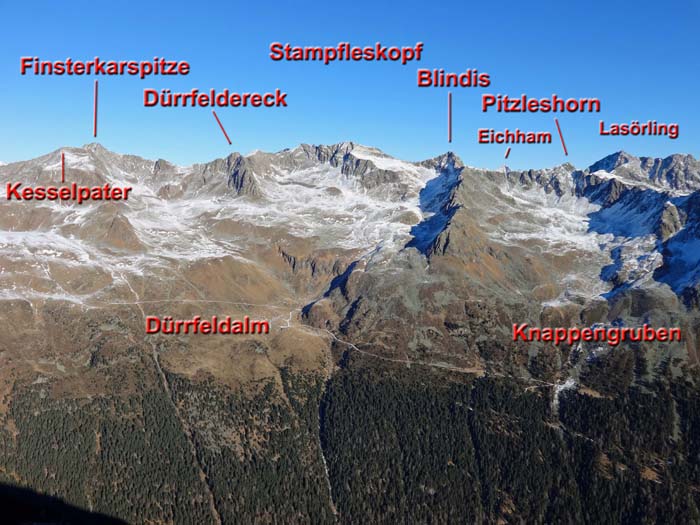 der westliche Lasörlingkamm von S (Weißes Beil, Panargenkamm)