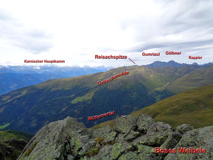 die Aussicht übers Wilfernertal gegen Westen