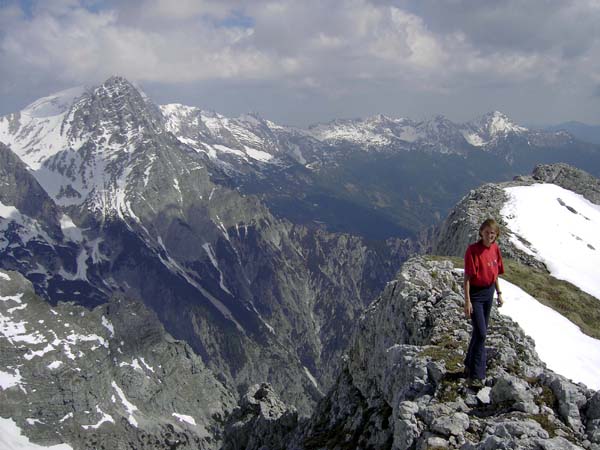 Ulli am Brandleck Ostgrat, dahinter Spitzmauer und Prielkamm