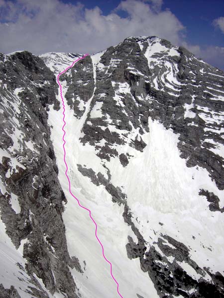 Brandleck gegen Kl. Hochkasten und Brentnerkar, eine der vielen fantastischen Schiabfahrten im Stoderkamm