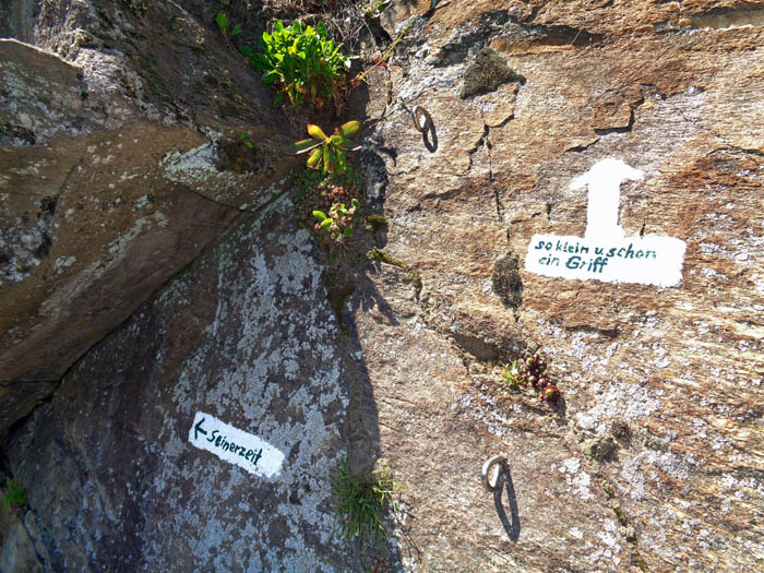 mehrmals kreuzen Mehrseillängenrouten den Klettersteig