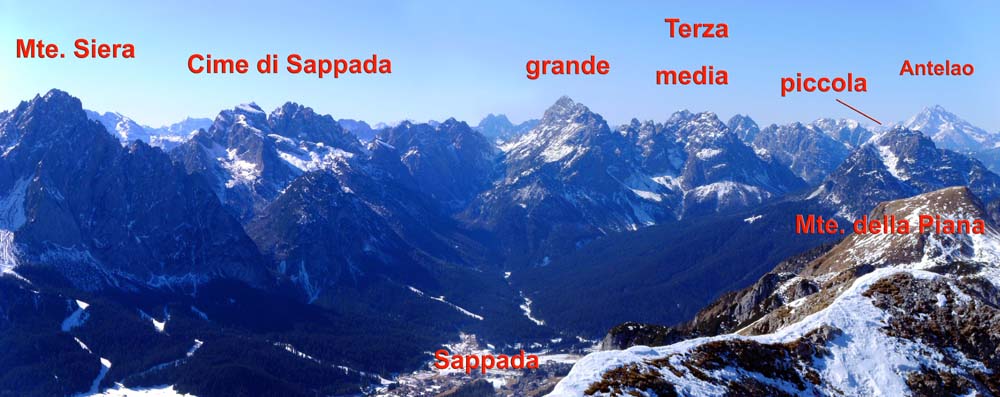 abschließend das Panorama im SW über dem Fremdenverkehrsort Sappada