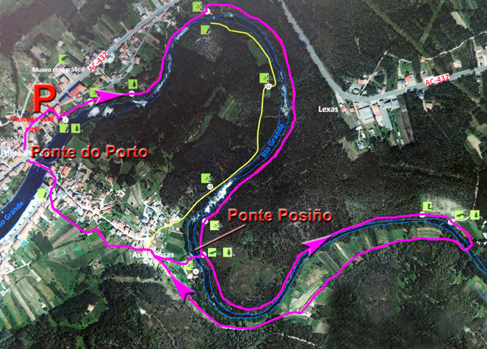 Luftbild unserer Flusswanderung mit der „Ruta dos Muiños“