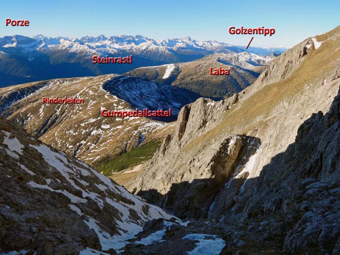 Blick aus der Schlucht nach WSW auf den Karnischen Hauptkamm