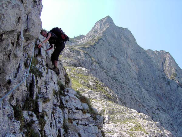 am untersten Abbruch dann ein reinrassiger Klettersteig