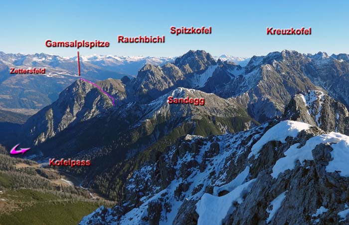 und zuletzt aus SW vom Eggenkofel mit der Route durch die SSO-Schlucht