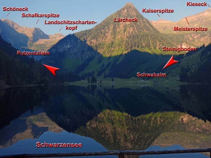 am Südende des Schwarzensee verlassen wir den Talgrund in Richtung Prebertörl, um morgen Nachmittag über die Rettingscharte den Kreis zu schließen