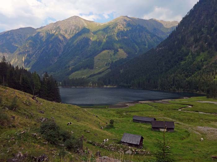 die Schwabalm am Schwarzensee mit Jagerstageck und Schönleitenscharte