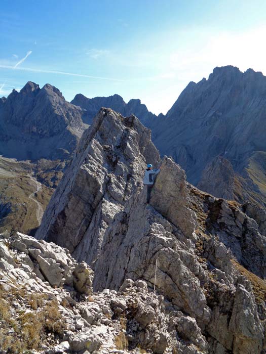 zuerst wird ein scharfer Felszacken überlistet