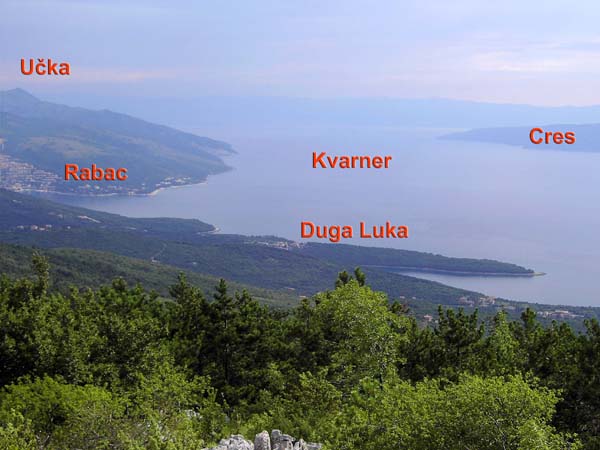 Gipfelblick vom Oštri nach NO auf die Kvarnerbucht