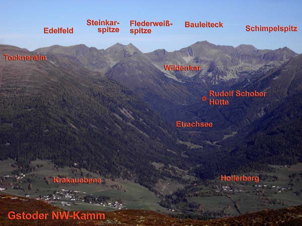 im N das Etrachtal mit dem Hauptkamm der Schladminger Tauern (s. Archiv Bergsteigen - Bauleiteck) ...