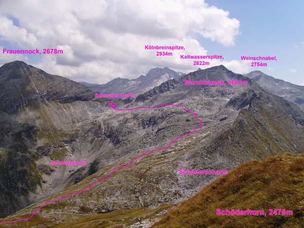 Rückblick vom Schöderhorn gegen Hafnergruppe