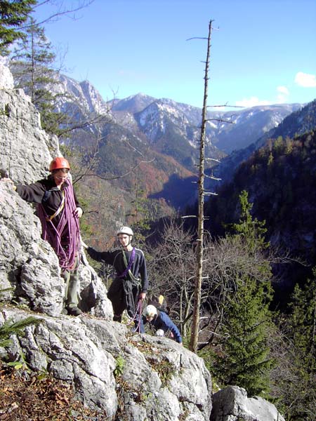 Quergang im obersten Teil, Blick aufs Höllental