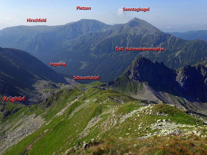 vom Kerschkern laufen wir gegen Süden hinab ins Schaunitztörl