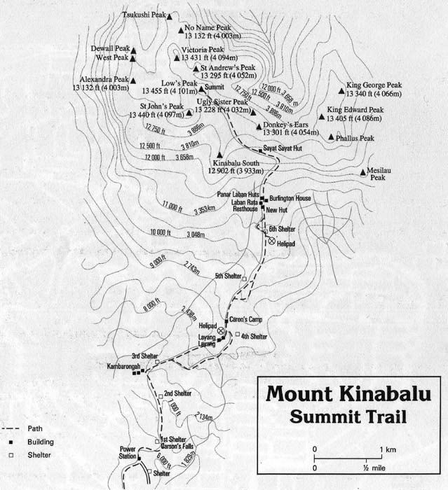 Karte Gipfelanstieg