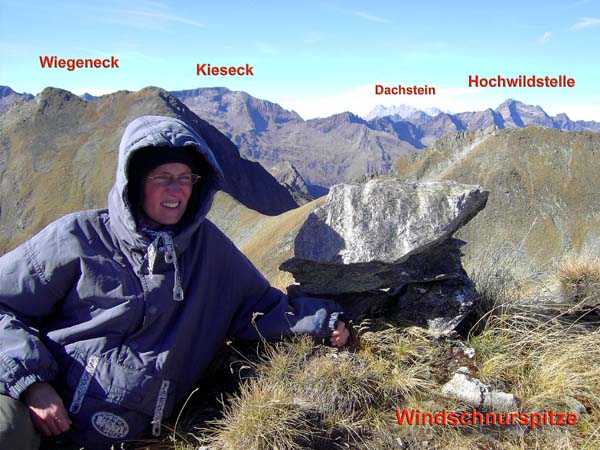 Ulli am Gipfel der Windschnurspitze, Blick gegen NW