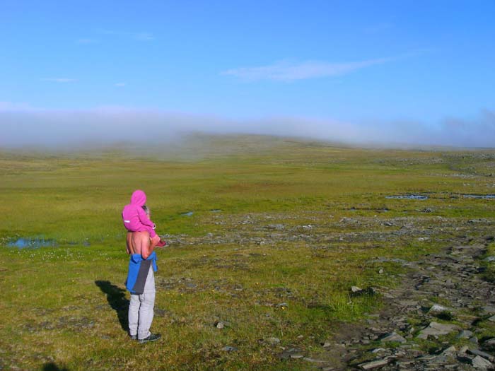 oben auf dem Plateau rückt zuletzt auch uns der Nebel auf den Pelz