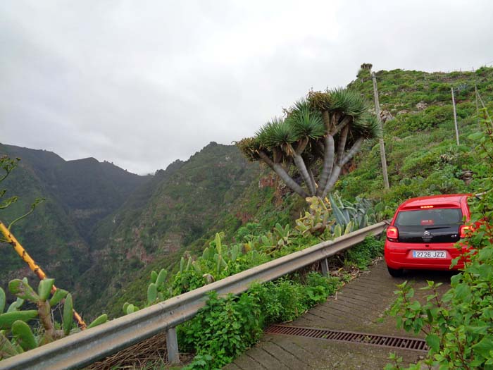 steile, enge Bergstraßen führen von den Höhen hinab an die Nordküste der Insel, wie hier entlang des Barranco del Rio Hombre ...