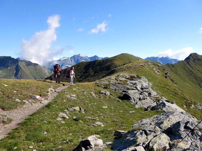 wir befinden uns vorübergehend auf dem Lasörling Höhenweg, und zwar auf der Merschenhöhe zwischen Zupalseehütte und Lasörlinghütte