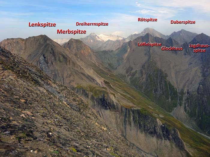 noch einmal der bereits von der Lenkspitze bekannte Gipfelblick gegen Nordost noch einmal der bereits von der Lenkspitze bekannte Gipfelblick gegen Nordost