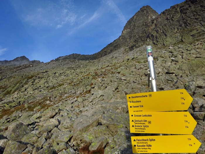 ... die Wegtafel in Richtung Patscher Törl abmontiert ... die Wegtafel in Richtung Patscher Törl abmontiert