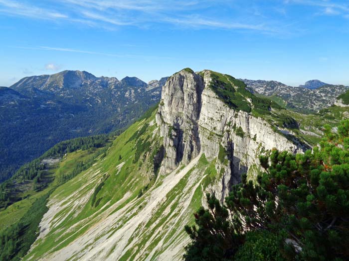 Blick vom Hochanger gegen den Greimuth, links hinten der Wildenkogel (Schönberg), höchster Gipfel des westlichen Toten Gebirges