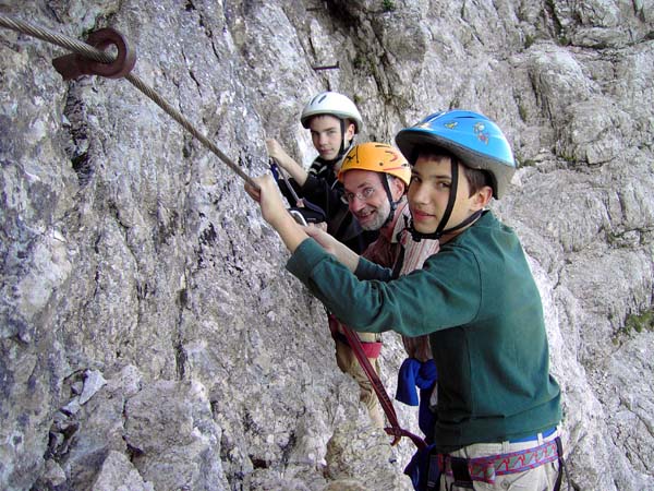 am Ende der Rampe folgt die erste Querung - eine der Schlüsselstellen der Route, ...