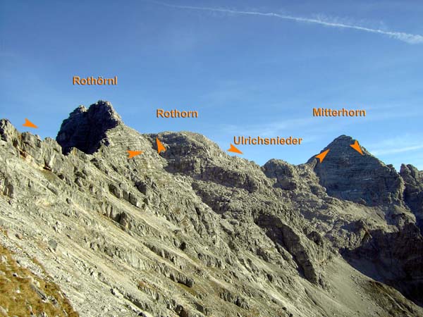 der Kammverlauf vom Seehorn zum Mitterhorn ...