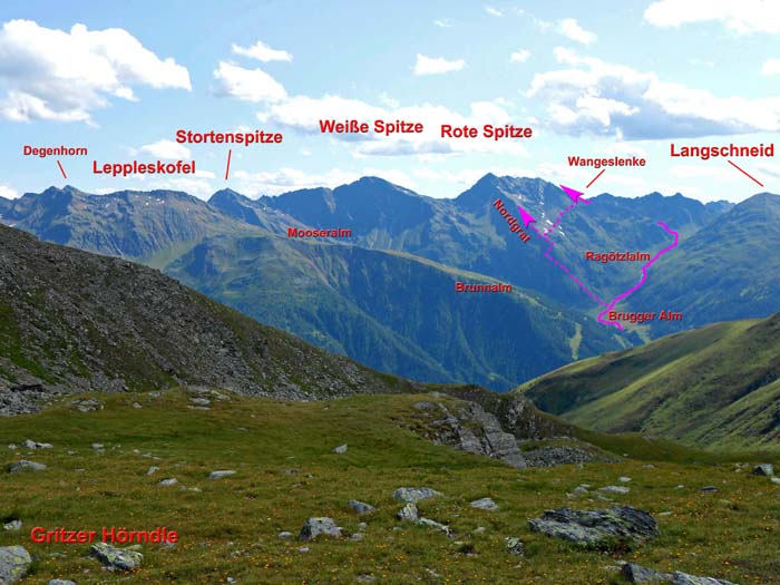 Weiße und Rote Spitze von NNO (Lasörlingkamm)