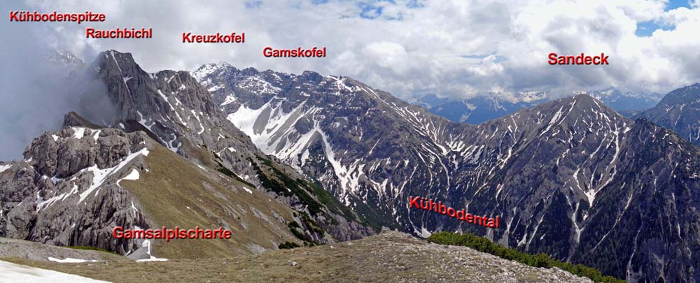 Sandeck von Norden (Gamsalplspitze) ...