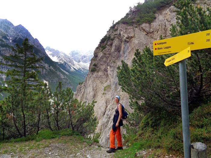 der Ausstieg aus der Schlucht am Kofel, einer vorgeschobenen Schulter; von hier ...