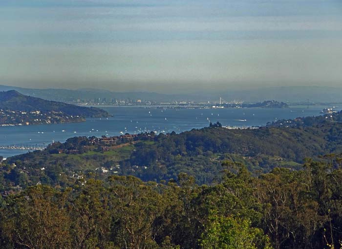 Blick vom nordwestlich gelegenen Mount Tamalpais nach Berkeley und Oakland jenseits der Bucht