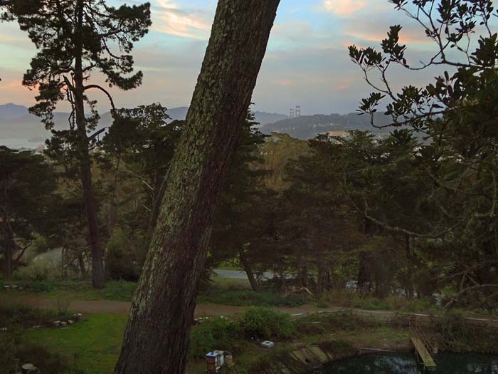 von seinem Gipfel blickt man bis zu den Stützpfeilern der Golden Gate Bridge