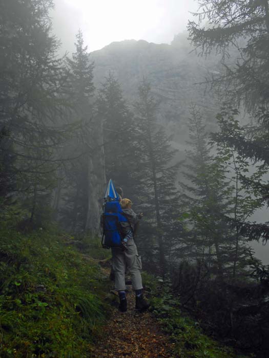 erst weit oben gibt der Nebel langsam die zauberhafte Kulisse