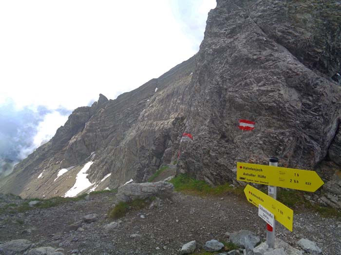 die Rinne endet im Scharnitzsattel auf 2441 m