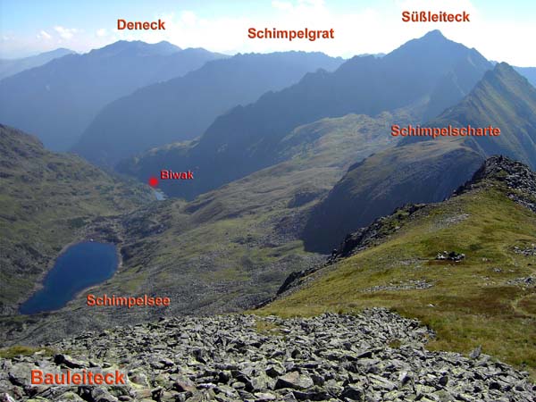 vom Bauleiteck (ebenfalls zu finden im Archiv Bergsteigen) offenbart sich der östlichste Teil des Schladminger Tauern - Hauptkammes, Ziel unserer Überschreitung