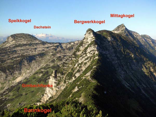 im S die grüne Schneide zum Bergwerkkogel, wo uns der aufregendste Teil der Überschreitung erwartet