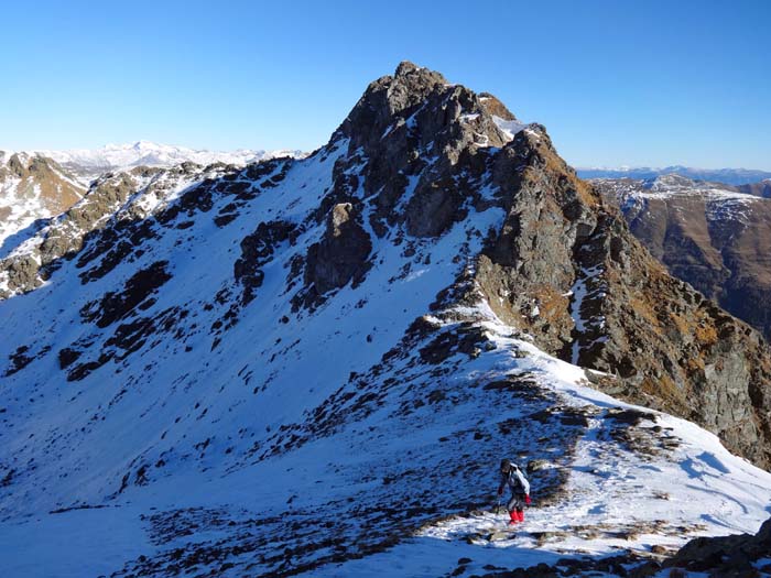 Rückblick vom Törl zum Sensenspitz