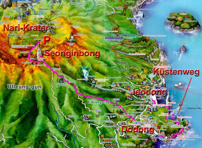 Karte Vulkanüberschreitung und Küstenweg