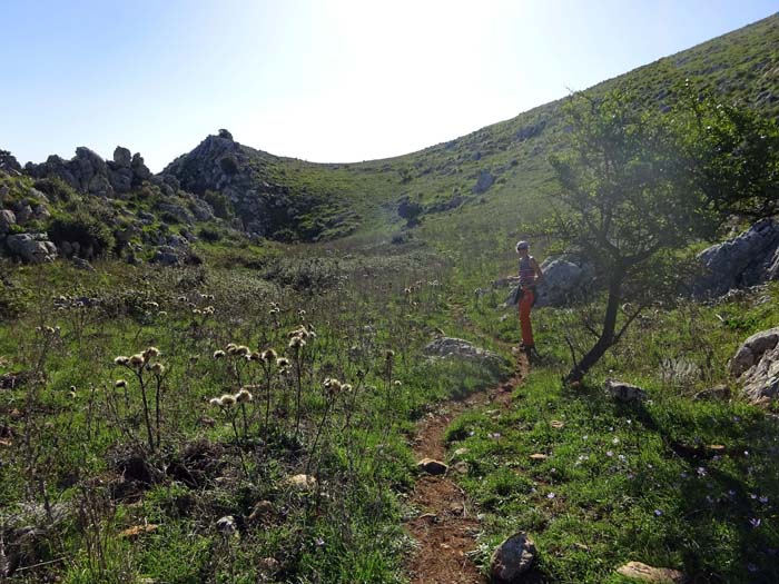 dieser Höhenweg führt 700-800 m über der Ostküste bis hinunter zum Südeingang der Riserva naturale dello Zingaro bei Scopello