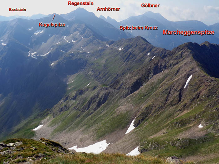 Rückblick nach SO aufs Villgrater Törl (Mitte)