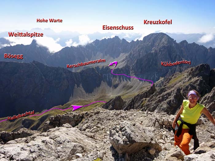 im Süden die pittoresken Umrahmungen von Kerschbaumeralm und Hallebachplateau ...