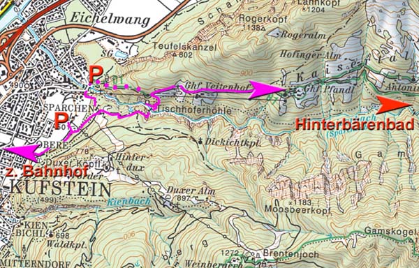 Karte Abstecher Tischhoferhöhle