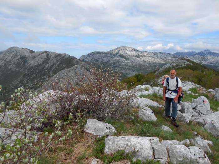 Siljevik gegen NW, im Hintergrund die Subra, ganz rechts hinten der Zubački Kabao, höchste Erhebung im Orjen